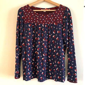 Boden Navy and Burgundy viscose swing top, size 8 (runs small)